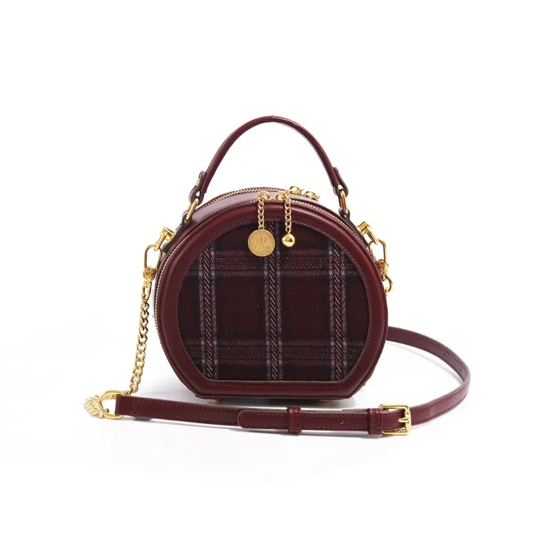 MISS GAIL Synthetic Leather Shoulder Bag Crossbody Bag Handbag Regular Women's Plaid Red-2