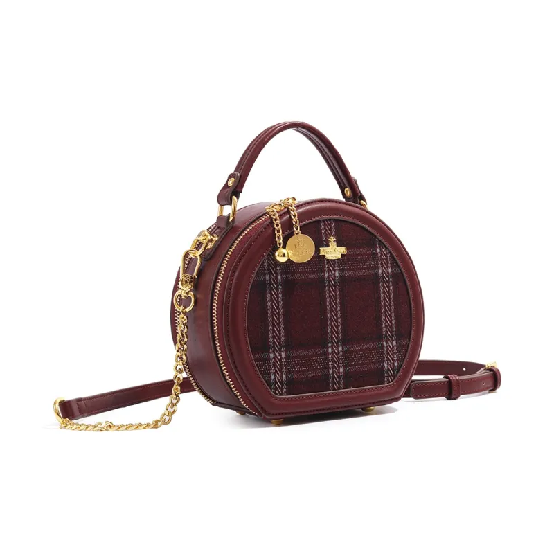 MISS GAIL Synthetic Leather Shoulder Bag Crossbody Bag Handbag Regular Women's Plaid Red-1