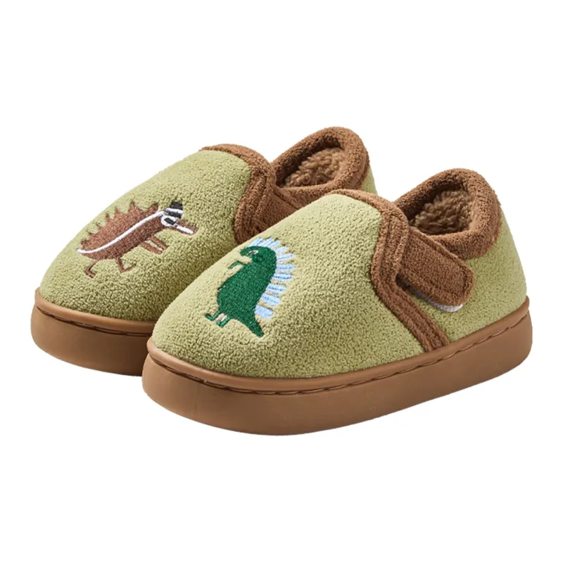 Cheerful Mario Cotton Slippers Coffee/Sage Green-5