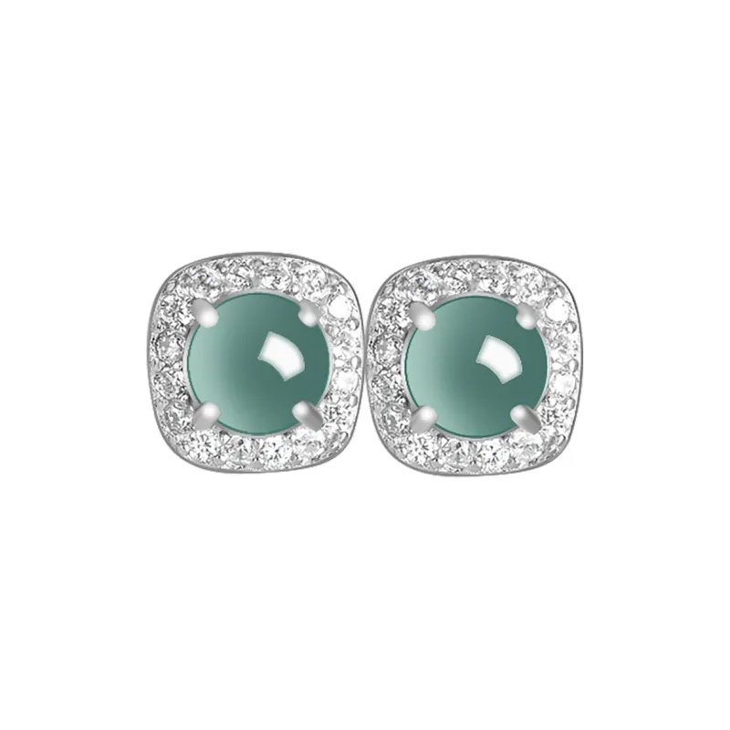 Jade Is Boundless Glutinous Jade Jadeite Stud Earrings Women's-0
