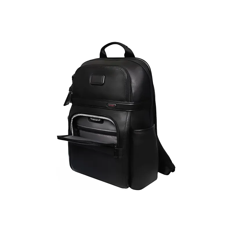 TUMI Leather Patchwork Cow Leather Backpack Men's Black-1