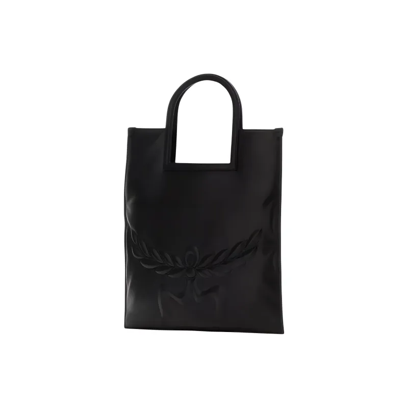 MCM Aren Visetos Natural Nappa Leather Handbag Medium Size Unisex Black-1