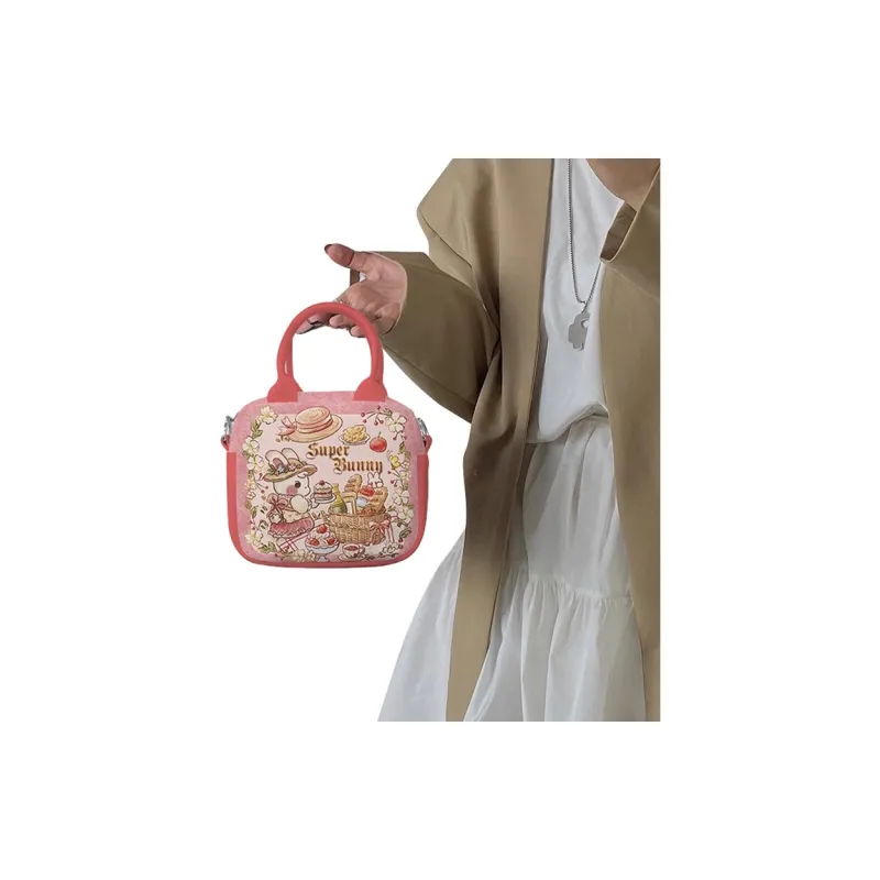 AOSONG Suede Tech Fabric Crossbody Bag Unisex Little Cake Bunny-2