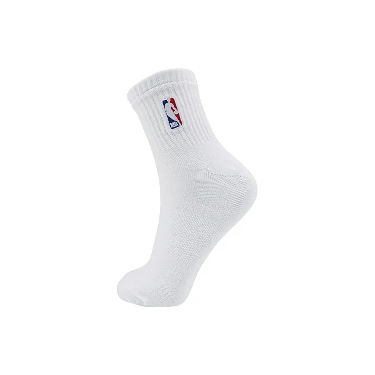 NBA Mid Calf Socks Men's 6 Pack White-3