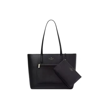 Kate Spade Cross-Patterned PVC Tote Bag Shopping Bag Handbag Shoulder Bag Large Size Women's Black
