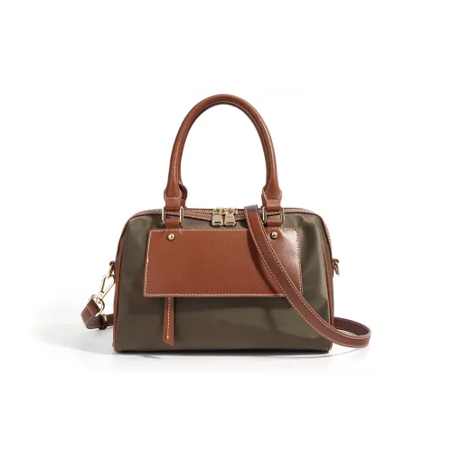 NIUMJ Cow Split Leather Shoulder Bag, Crossbody Bag, Handbag Medium Size Women's Vintage Green/Gray/Apricot