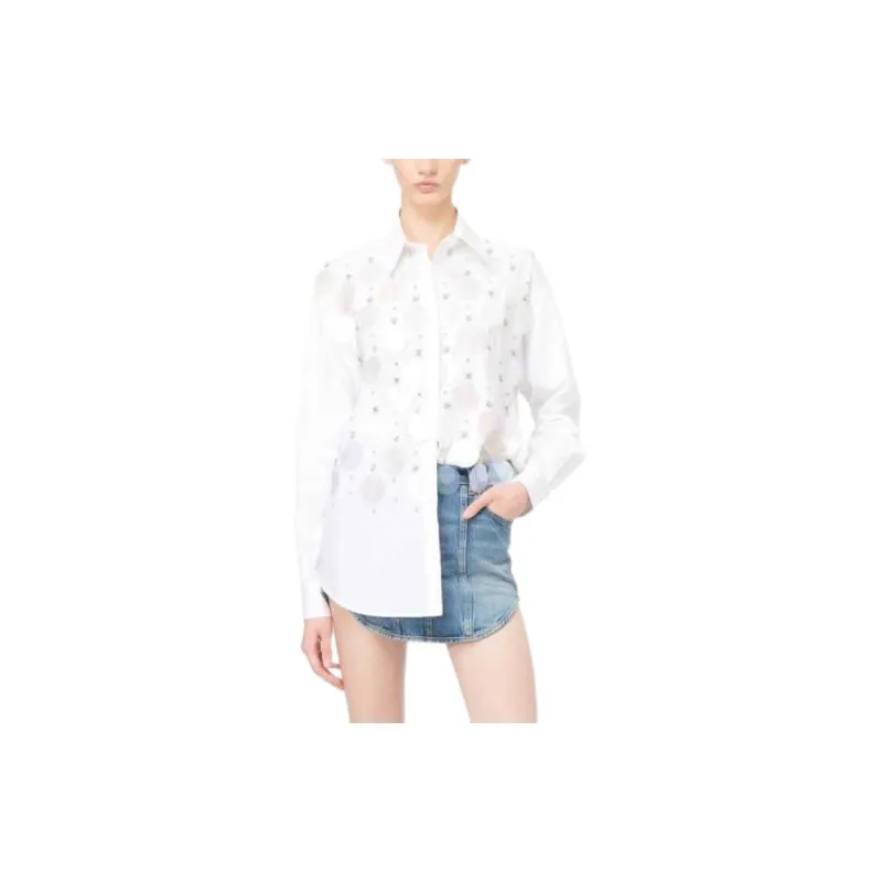 PINKO Rhinestone embellished Cotton Shirt-2