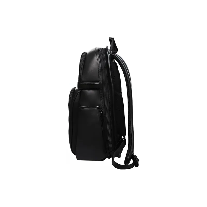 TUMI Leather Patchwork Cow Leather Backpack Men's Black-4