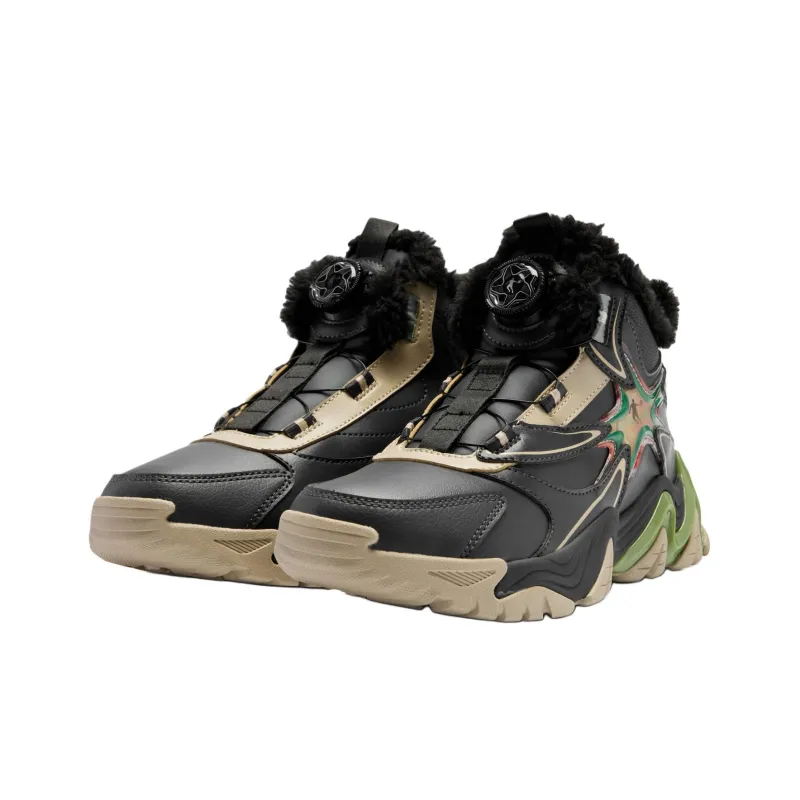QIAODAN Crampons 3.0 Slip Resistant, Abrasion Resistant, Thermal High Top Kids Lifestyle Shoes Black Gray Teenagers-2