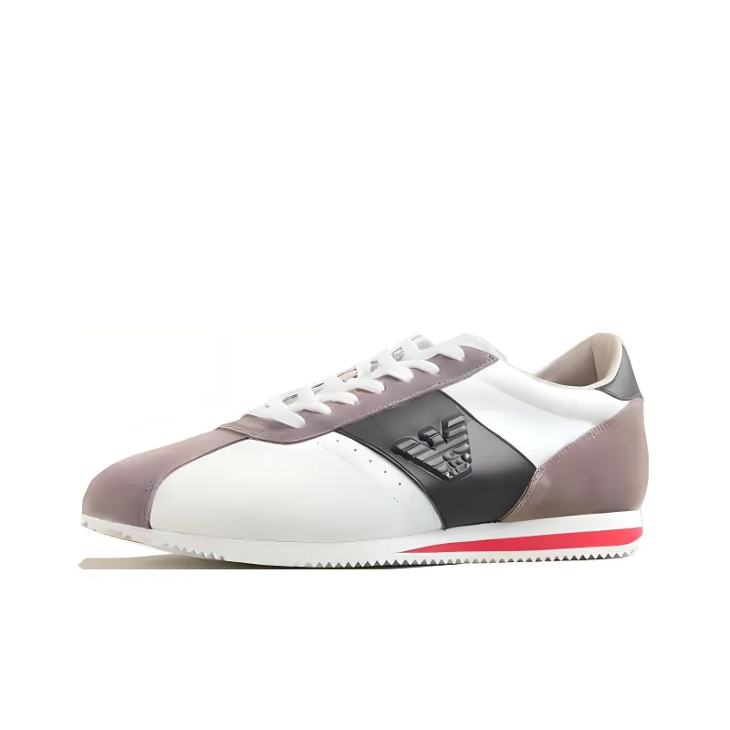 EMPORIO ARMANI Anti Slip Wear Resistant Low Top Casual Shoes Men's White Gray Black-0