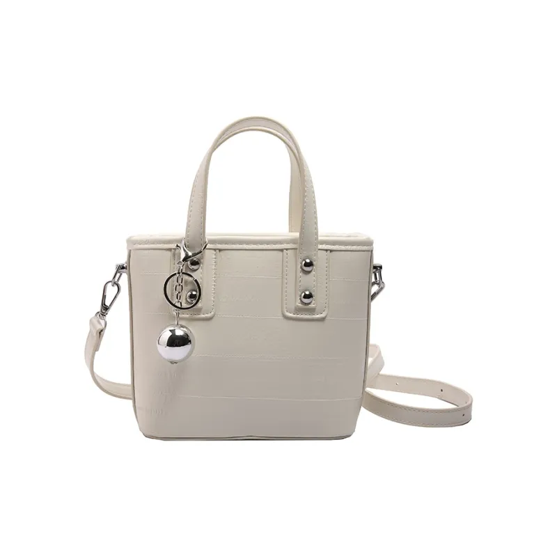 Morellybear PU One Shoulder Handbag Regular Women's Black/White/Silver-1
