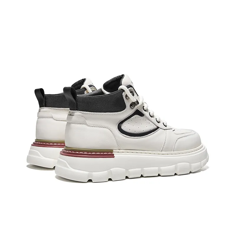 Hautton Jeans High Top Skateboard Shoes Men's White-4