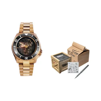VENCREW Golden Spiked Lotus Automatic Mechanical Movement Watch Men's Watches Cut Out Dial