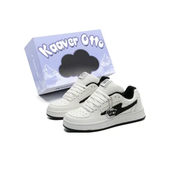 KAAVER OTTO Wear resistant And Lightweight Low Top Skateboard Shoes Unisex White Black