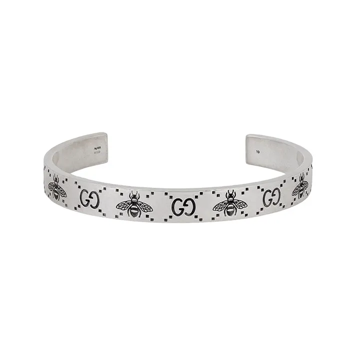 GUCCI Gg And Bee Engraved Cuff Bracelet-0
