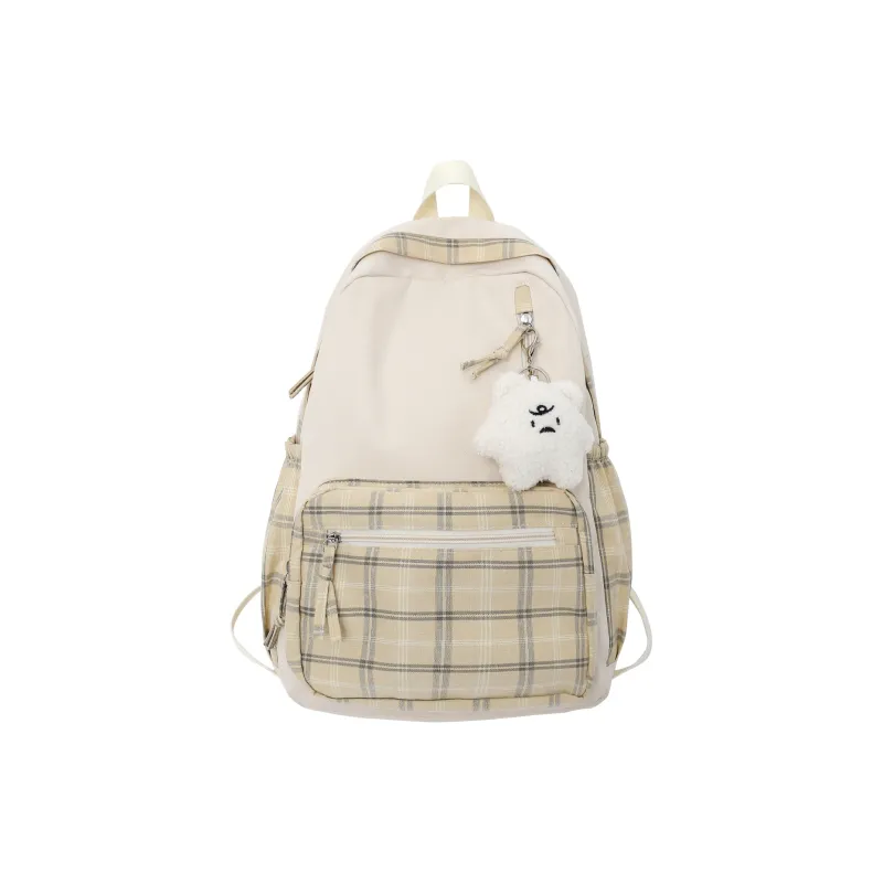 BRABOSTON Nylon+Cotton Linen Blend Backpack Unisex Khaki/Green/Gray/Pink-0