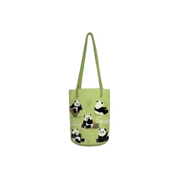 AOSONG Suede Tech Fabric Shoulder Bag Unisex Panda In The Spring Green