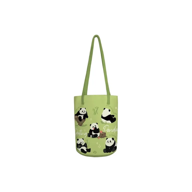 AOSONG Suede Tech Fabric Shoulder Bag Unisex Panda In The Spring Green-0