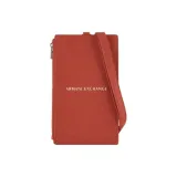 ARMANI EXCHANGEAE Polyurethane One Shoulder Crossbody Neck Hanging Cell Phone Pouch Men's Red Brown