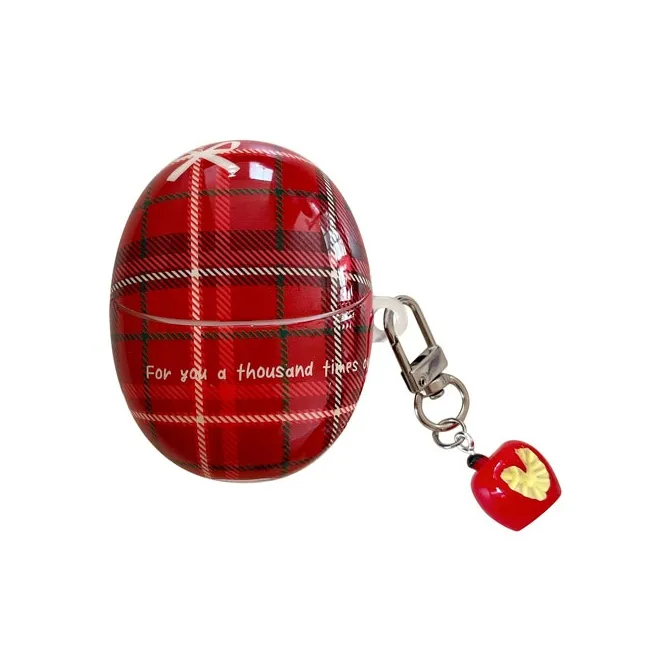 Kona Chun Compatible With FreeBuds 5i/6i/SE2 TPU Minimalist Style Red Plaid Bowknot Fully Enclosed Headphone Cases-5