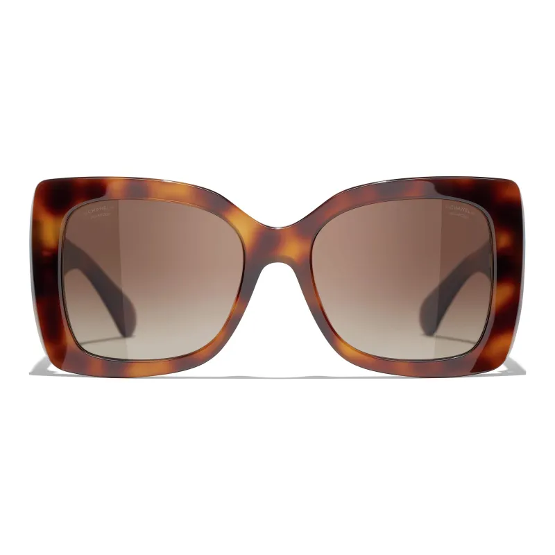 CHANEL Acetate Square Sunglasses Unisex Tortoiseshell-0