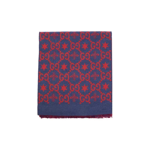 GUCCI Knit Scarves Unisex Red And Blue