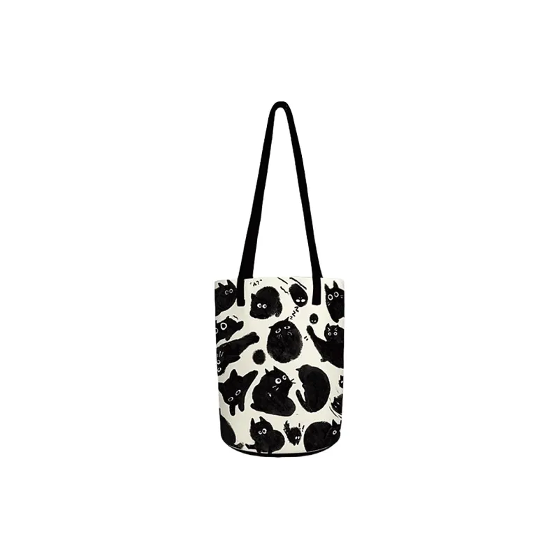 AOSONG Suede Tech Fabric Shoulder Bag Regular Unisex Black White-0