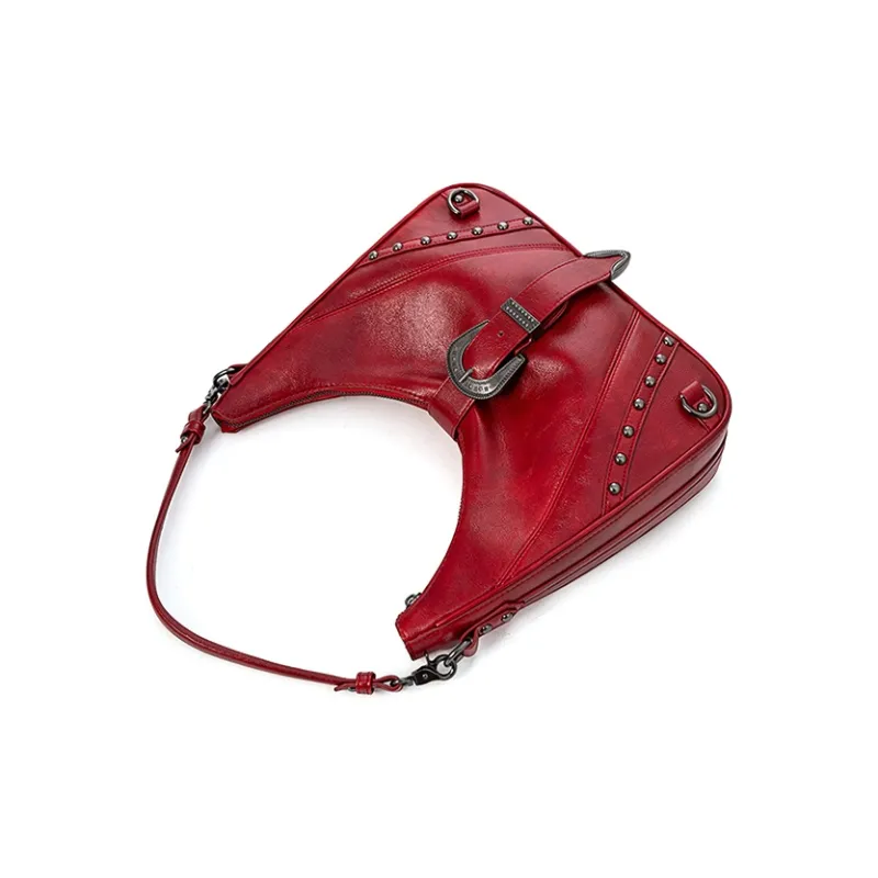 Vigno Synthetic Leather Shoulder Bag Handbag Regular Women's Red/Coffee-4