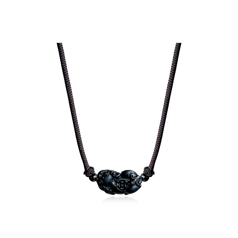 Tang Zhi Obsidian Necklaces Unisex-5
