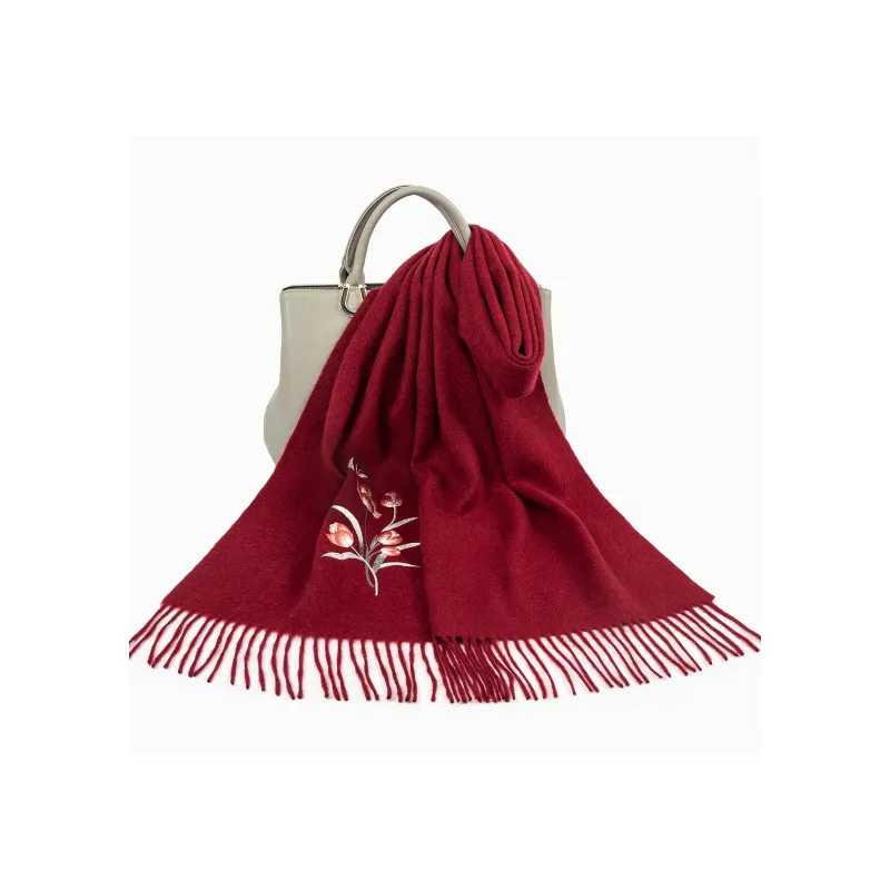 Shanghai Story 100% Sheep Wool Knit Scarves Women's 6 Colors Available For Selection-2
