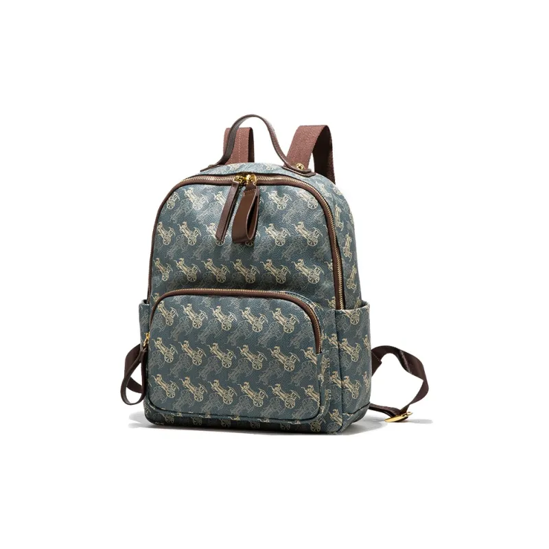 CentarlKatty PU Polyurethane Synthetic Leather Backpack Regular Unisex Coach Blue & Coffee-1