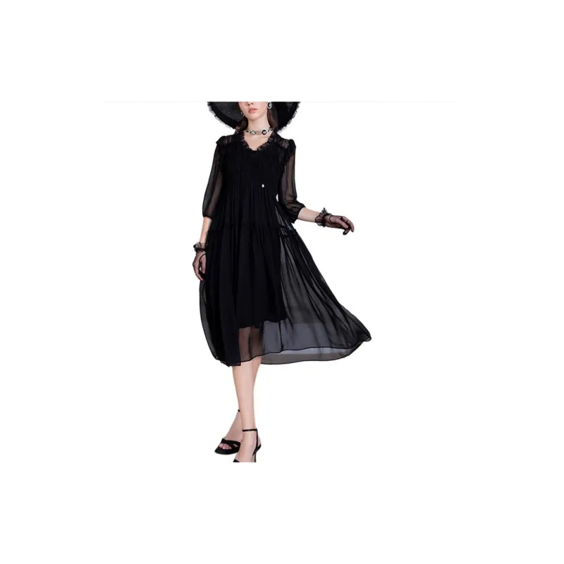 BESIONIA SS23 Long Sleeved Dresses Women's Black-1