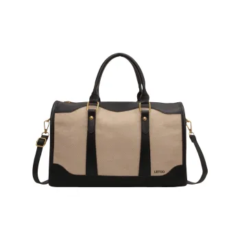 LETOO Canvas Canvas Bag One Shoulder Crossbody Travel Bags Unisex Black/Brown