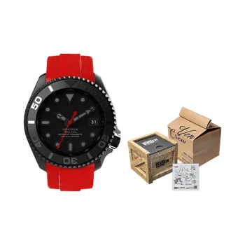 VENCREW Radar Red Automatic Mechanical Movement Rubber Strap Watch Unisex Black Dial