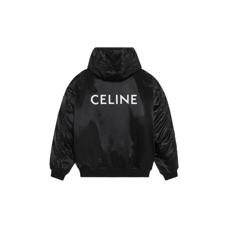 CELINE Bomber Jacket With CELINE Print In Satin Finish Nylon-1