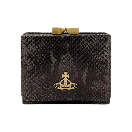 Vivienne Westwood Python Pattern Stamped Leather Wallet Small Size Women's Black