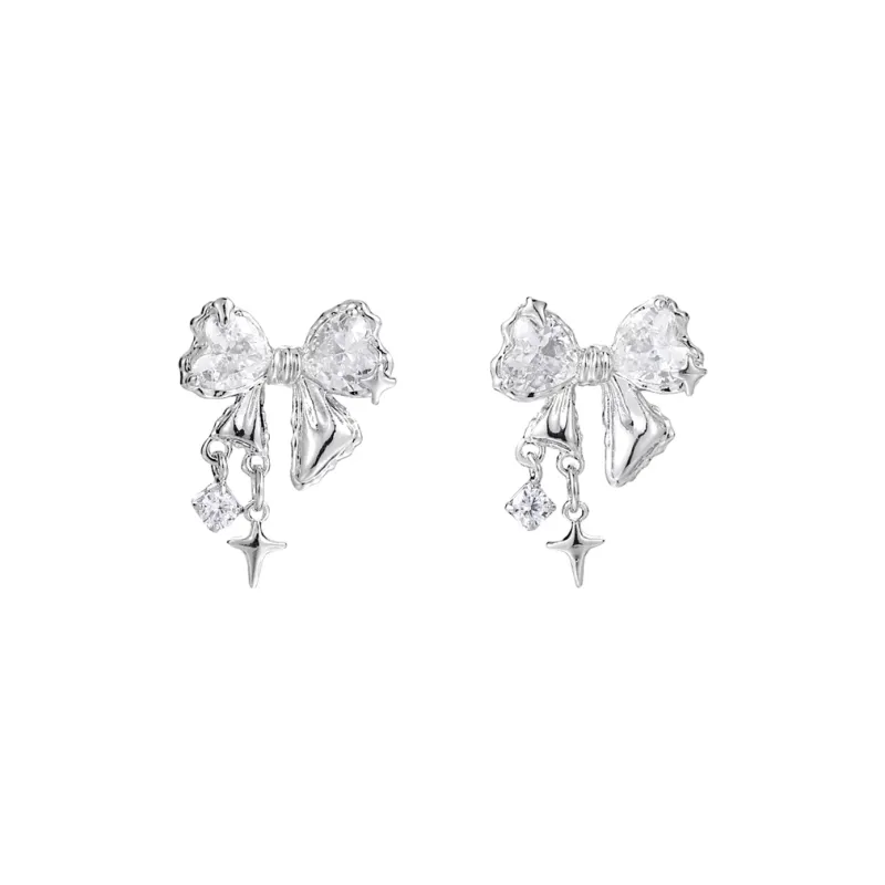 MAGICPOLE 925 Sterling Silver Needle Zircon Stud Earrings Women's Silver Bestie Birthday-0