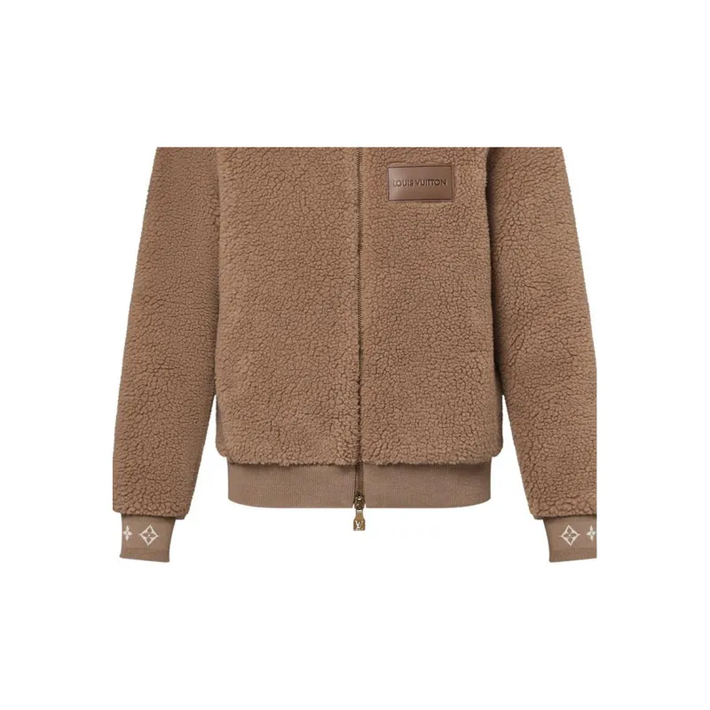 LOUIS VUITTON 1AGLXN Leather Patch Fleece Blouson-4