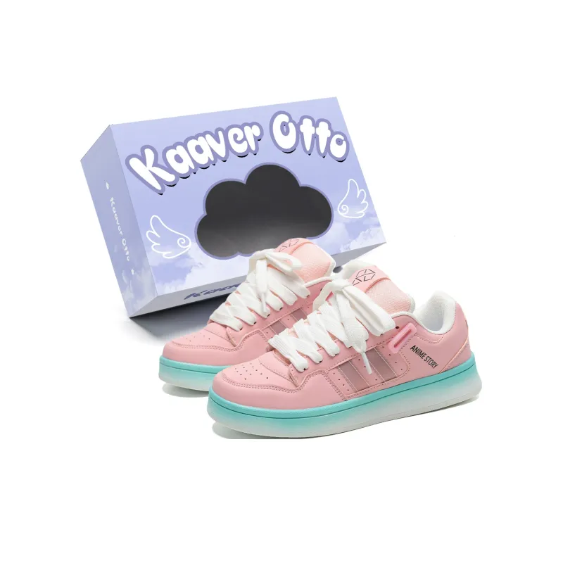 KAAVER OTTO Wear-Resistant Low-Top Skateboard Shoes Unisex White Blue-13