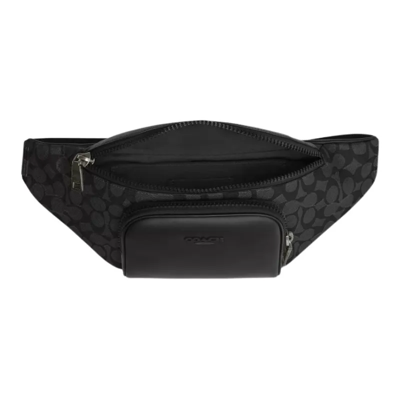 COACH Smooth Calf Leather Fanny Pack Men's Charcoal Gray-2