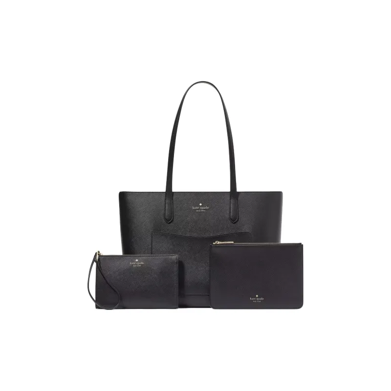 Kate Spade Cross-Patterned PVC Tote Bag Shopping Bag Handbag Shoulder Bag Large Size Women's Black-2