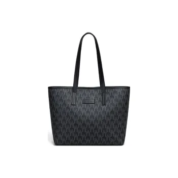 NIUMJ Synthetic Leather Shoulder Bag Large Size Women's Truffle Black