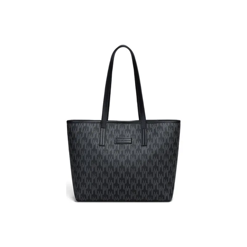 NIUMJ Synthetic Leather Shoulder Bag Large Size Women's Truffle Black-0
