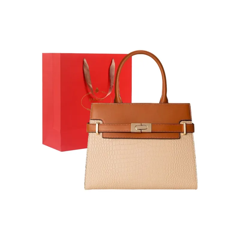 PAYOT Cow Leather Handbag Regular Women's Apricot/Burgundy-0