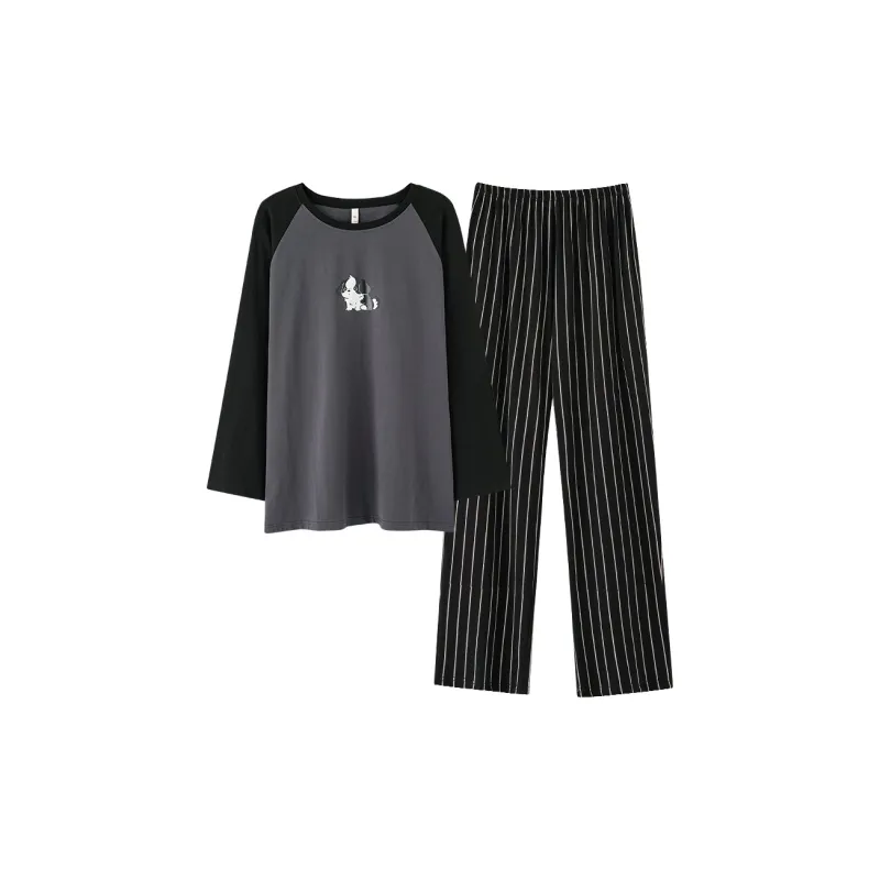 Allenalyson Pajama Set Unisex Gray Black-7