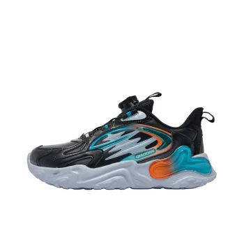 QIAODAN Anti Slip Wear Resistant Low Top Kids Lifestyle Shoes Black Blue Teenagers