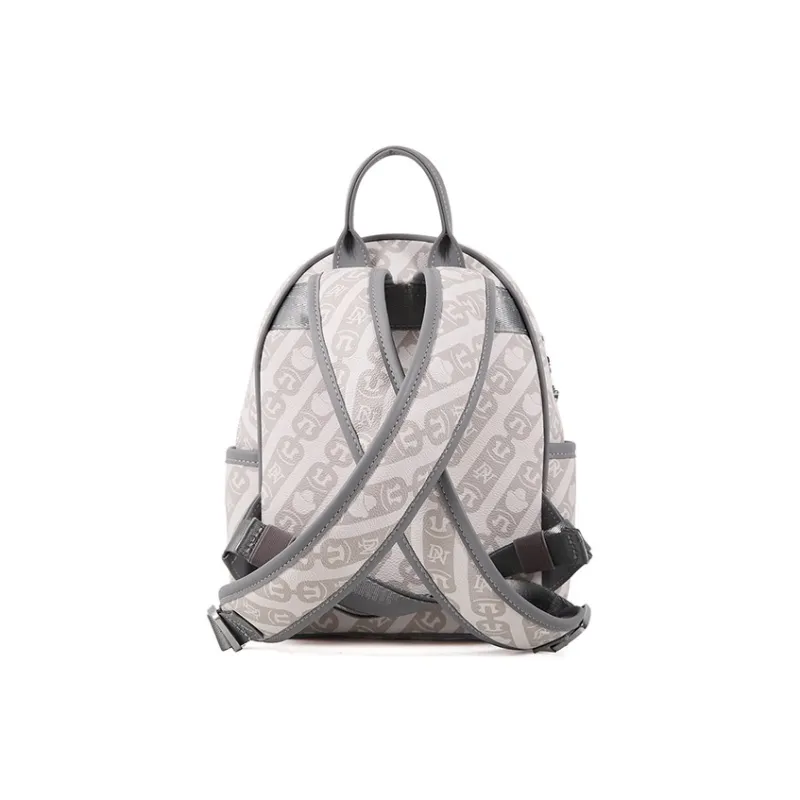 DANNYBEARJEANS Synthetic Leather Backpack Large Size Unisex Ecru & Light Blue-2