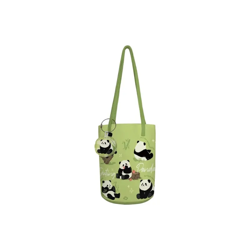 AOSONG Suede Tech Fabric Shoulder Bag Unisex Panda In The Spring Green-8