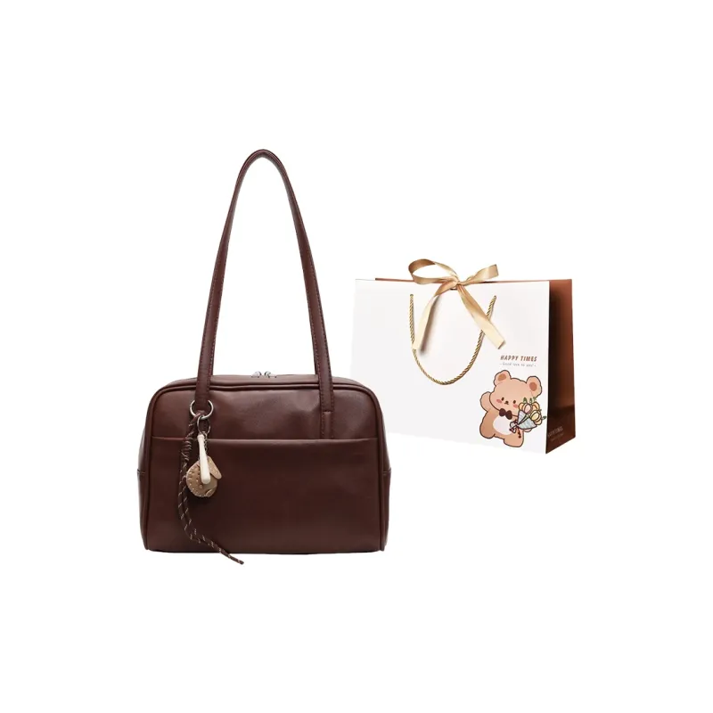 ERANGBEAR PU Handbag Shoulder Bag Women's Black Burgundy Coffee Brown-6