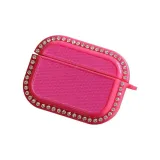 Fuchsia Carbon Fiber Pattern Rhinestone-Embellished with Circular Ring